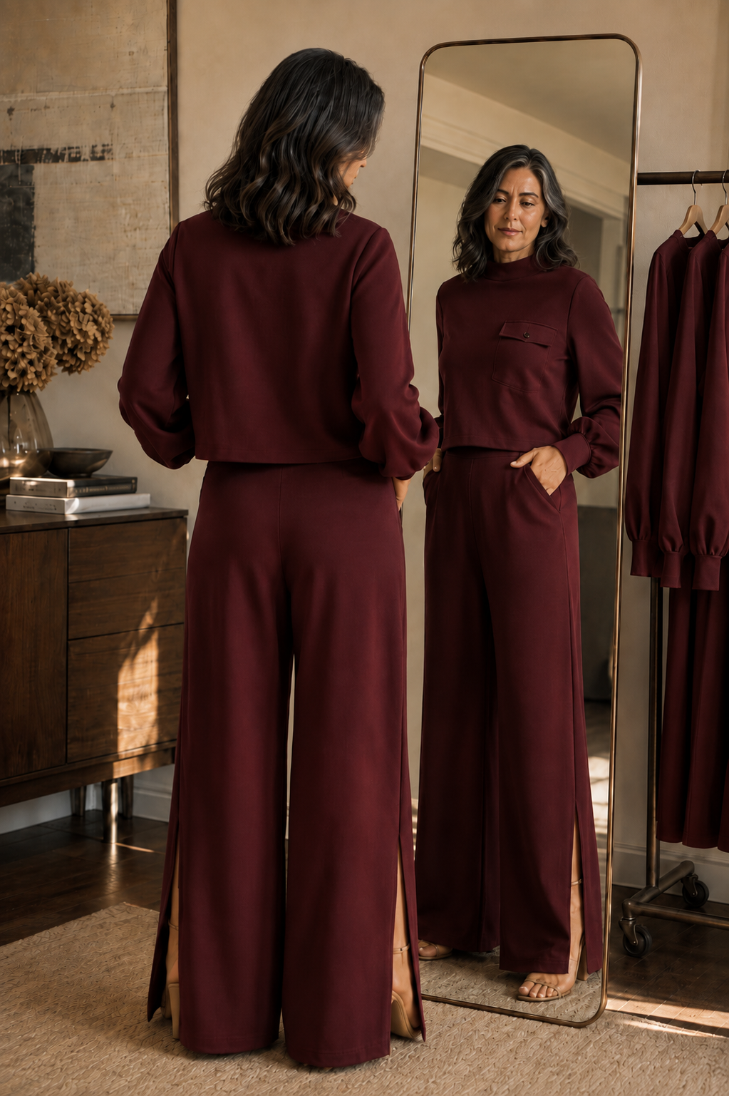 Wearbella – Set bluzki z ärm biskupa i szerokich byxor