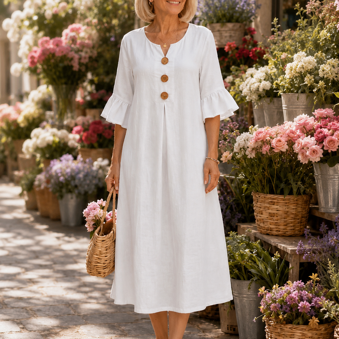 Wearbella – Klänning midi z urringning w v-ringning i falbanami