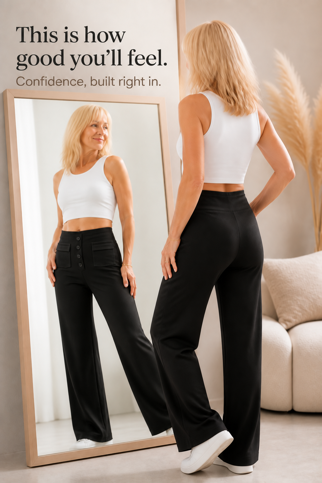 Sitwell – Byxor Stretch med hög midja i Knappar