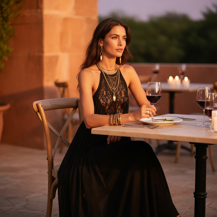 Lunavia – Spets Klänning Boho Maxi på Ramiączkach