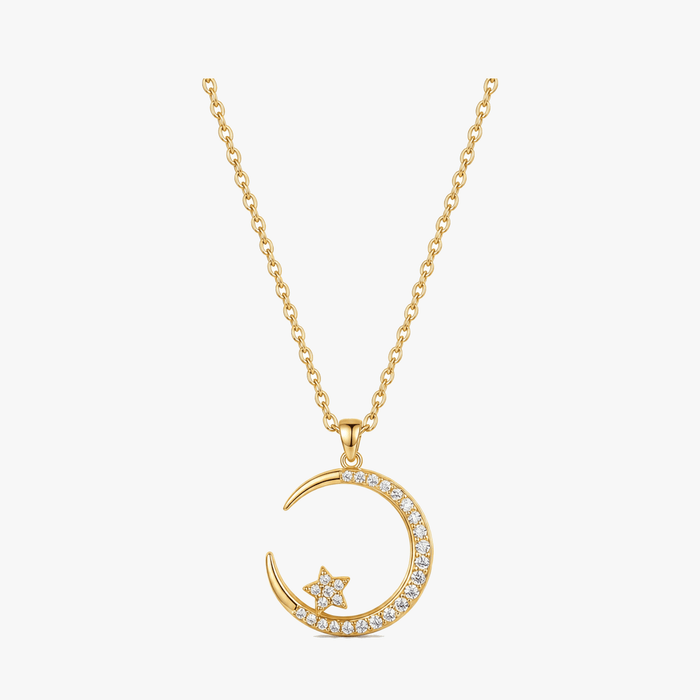 Lunara - Halsband z Kristall Hänge Måne