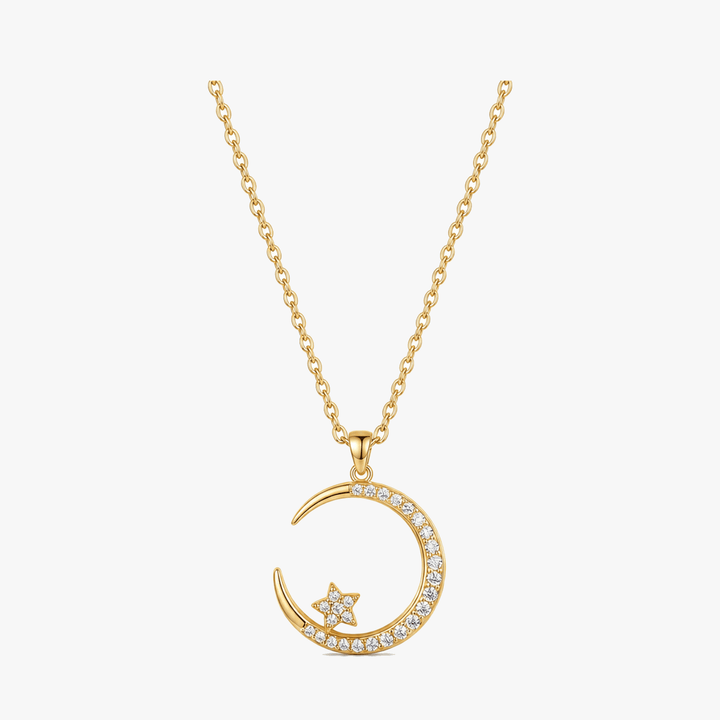 Lunara - Halsband z Kristall Hänge Måne