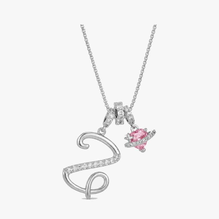 LUMARA – Halsband z inicjałem w 3 warstwach z Rosam hjärta z cyrkonii