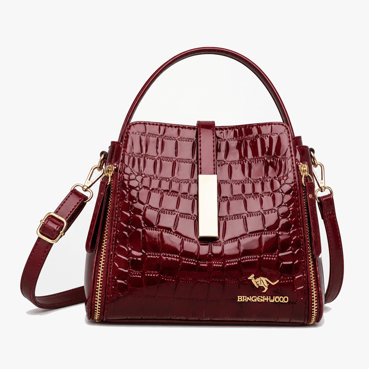 Velora – Handväska Crossbody w Lakierowanym Krokodylu
