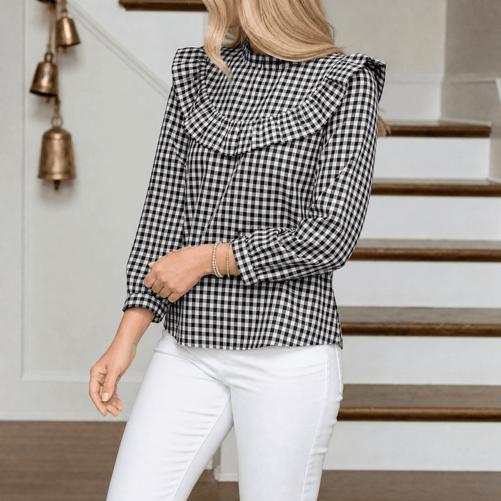 Brindle – Kobieca blus w kratkę z bufkami
