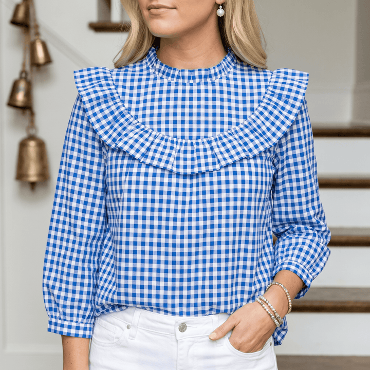Brindle – Kobieca blus w kratkę z bufkami