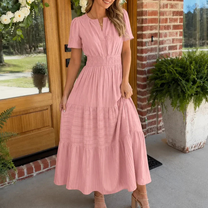 Florelle – Klänning Boho Maxi z Marszczonym Band i Bufiastymi RęKaffemi