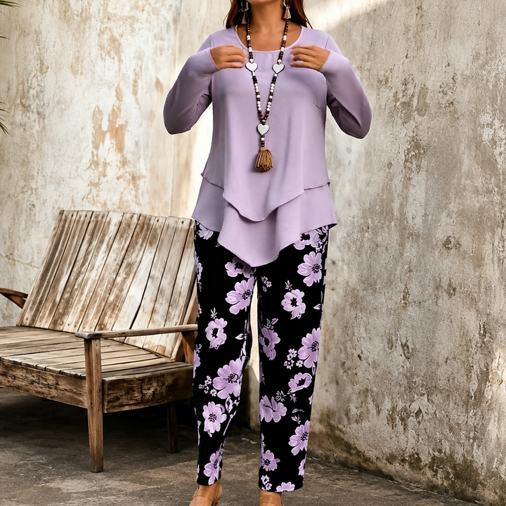 Wearbella – Set z podwójną warstwą: top i kwieciste byxor breda