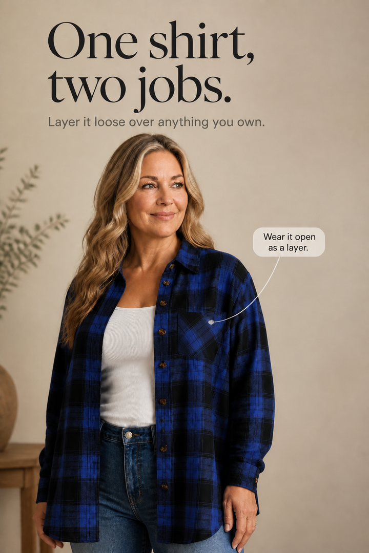 Overshirt &amp; Vad – OverStorlekd Skjorta Flanelowa w Kratę Buffalo