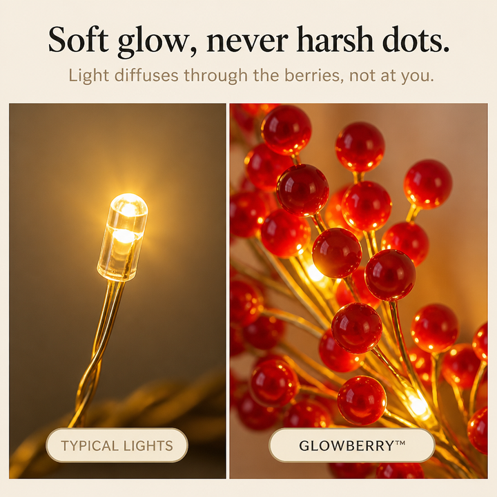Glowberry – Wianek LED z varmt blaskiem rozproszonym genom owoce