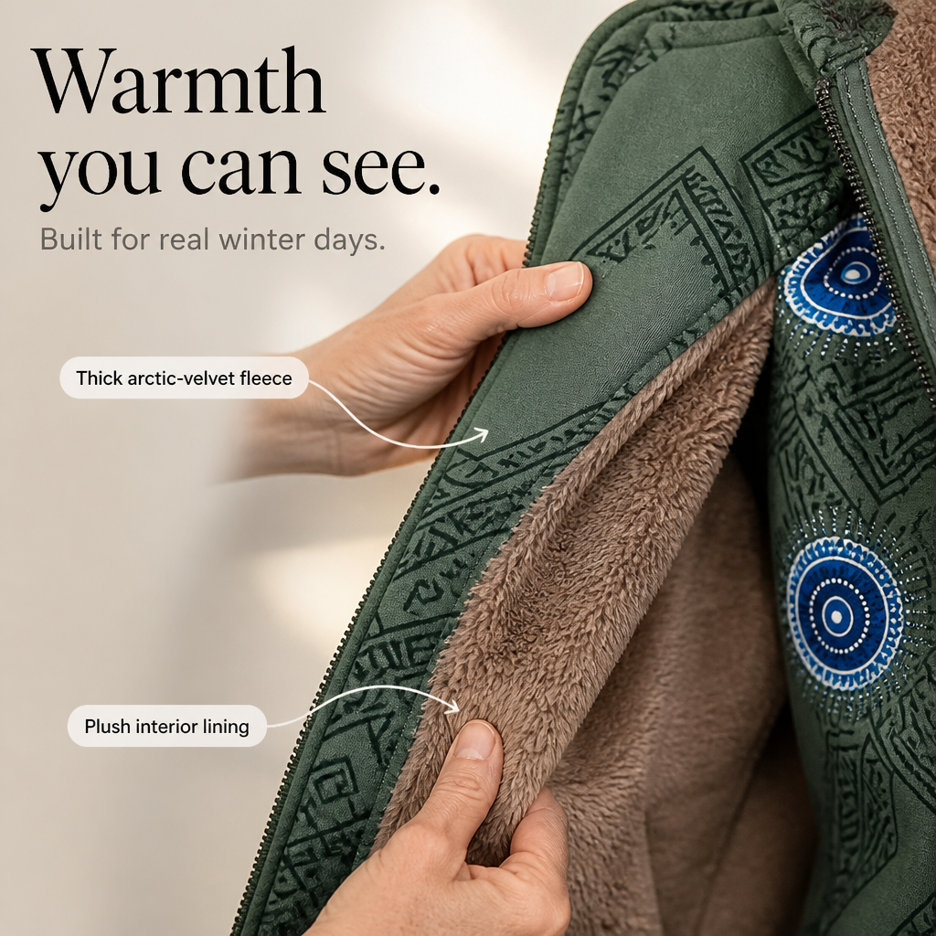 Leaf &amp; Loom – Wydrukowany Vinter Kappa z Kapturem