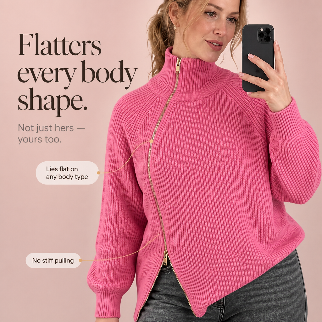Wearbella – Asymetryczny Tröja z Zipperem i Żebrowanym Wzorem