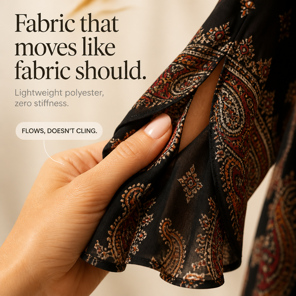 Wearbella – Midi Klänning z Falbanami i Wzorem Paisley z Rozciętymi RęKaffemi
