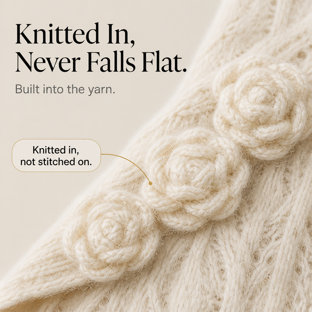 Florabelle Knit – Kofta w blommig mönster 3D z dzianiny