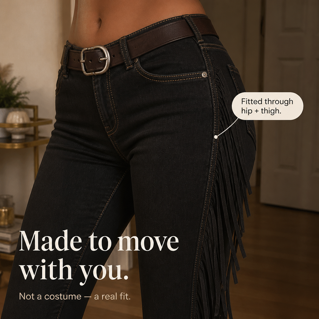 Elarosa – Jeans z Frędzlami w Stilu Western