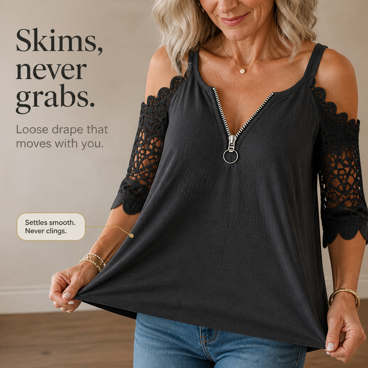 Wearbella – Top z koronkowymi ręKaffemi typu cold-shoulder i dragkedja baktill