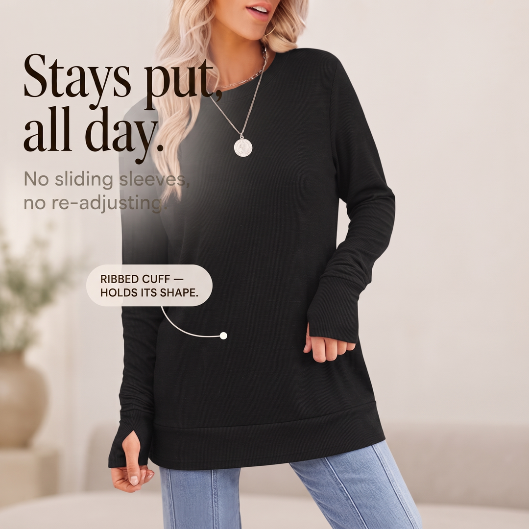 Cozelle – Tröja z otworami på kciuki i bocznymi rozporkami