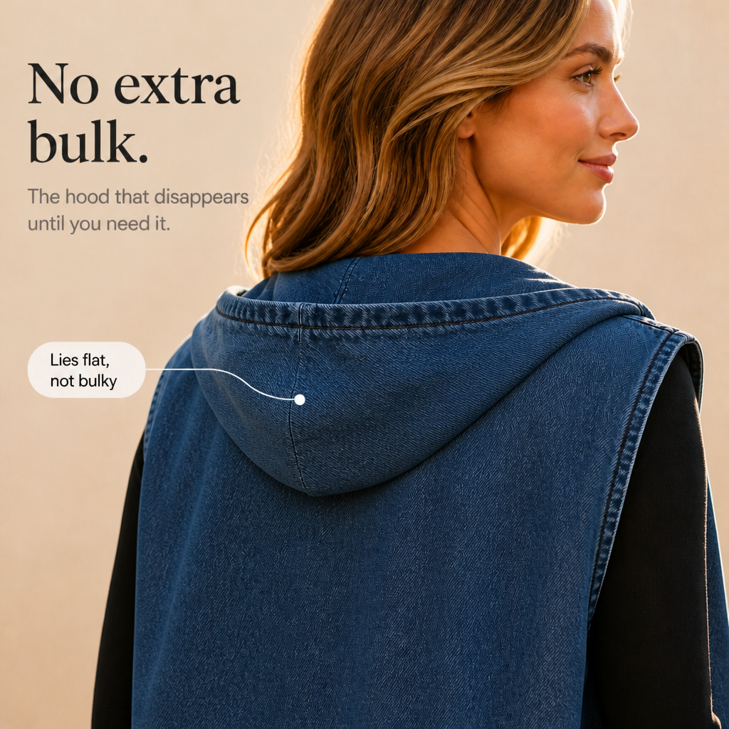 Wearbella – OverStorlekd Kamizelka z Kapturem w Stilu Dżinsowym