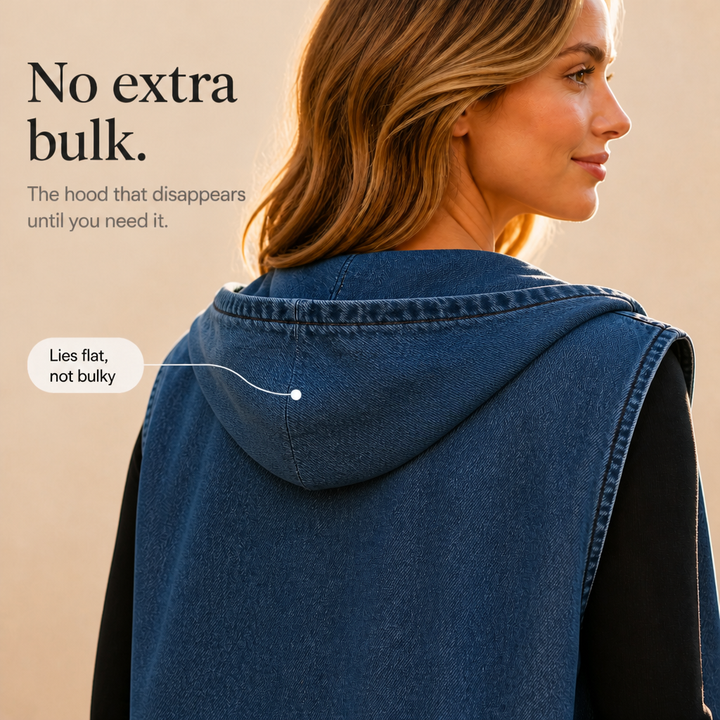 Wearbella – OverStorlekd Kamizelka z Kapturem w Stilu Dżinsowym