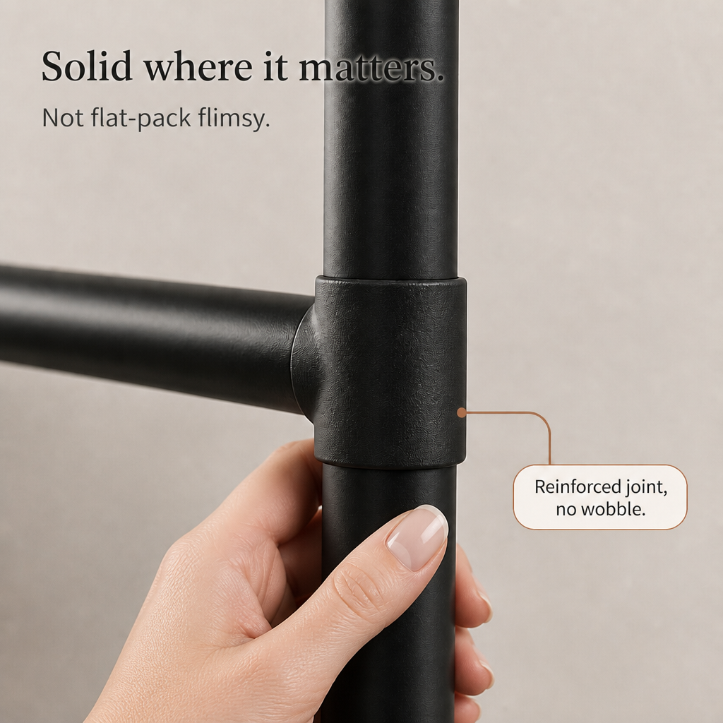 Nookstand – Ställ på ubrania oszczędzający plats z półką i hakami