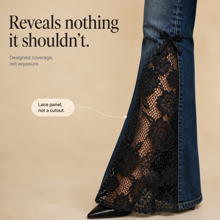 Laceflare – Czarne jeans z koronkowymi wstawkami