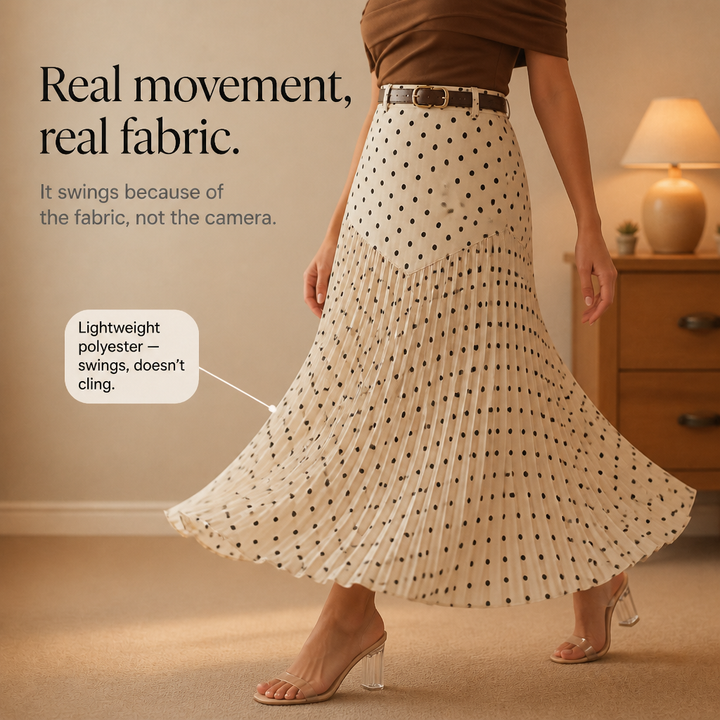 Wearbella – Kjol midi w kropki z plisami i form av litery A