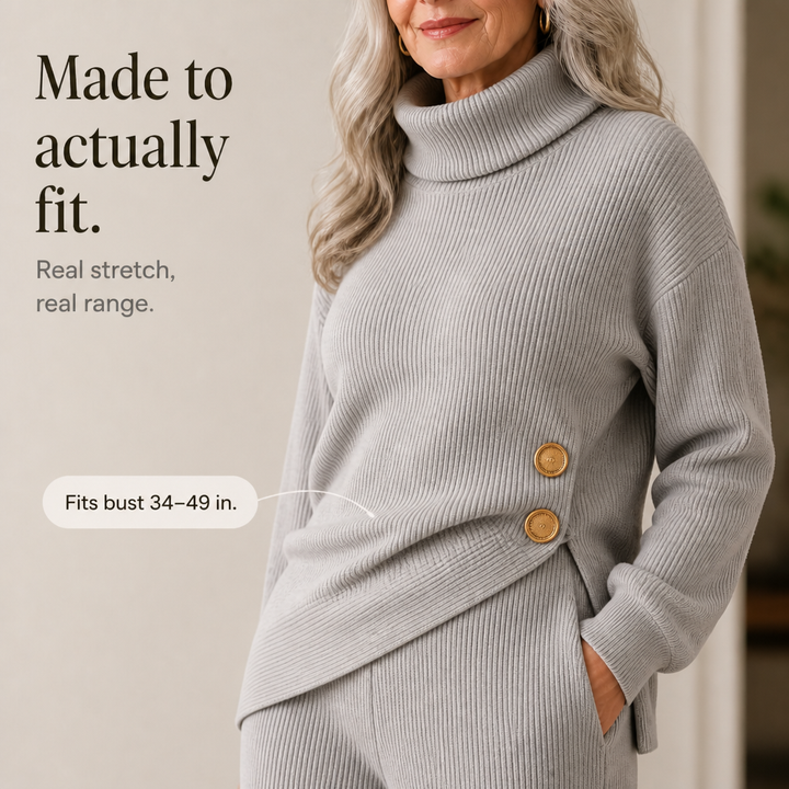 Wearbella – Set dzianinowy z asymetrycznym dołem i golfem