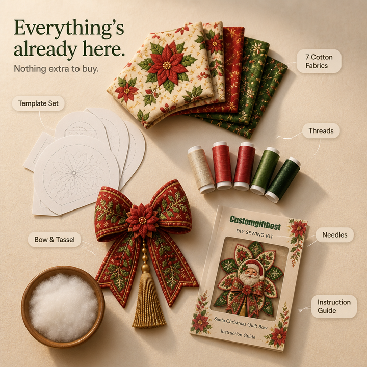 Set för szycia Stitchmas Bow – Zrób det sam Set för szycia ozdoby Mikołaja