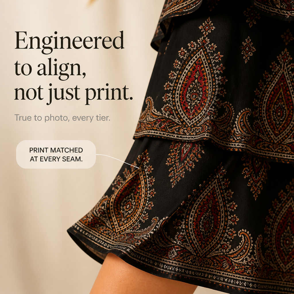 Wearbella – Midi Klänning z Falbanami i Wzorem Paisley z Rozciętymi RęKaffemi