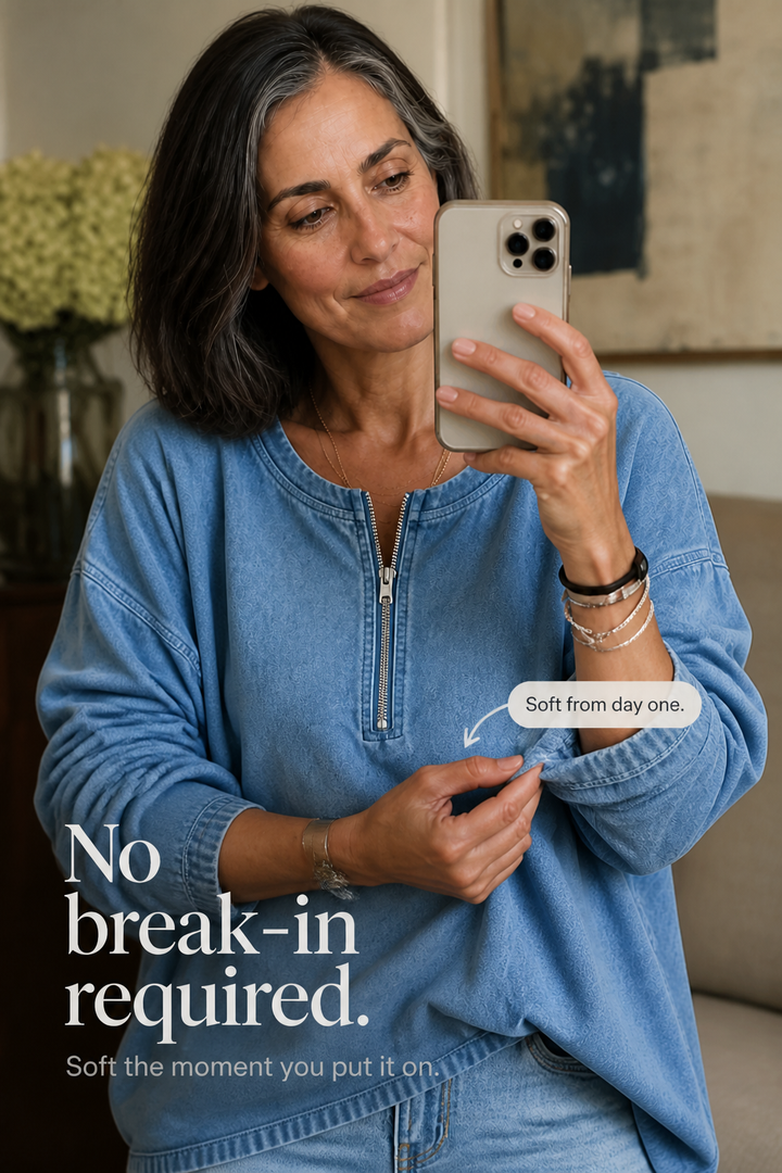 Zipdenim – Blus z półzamkiem w stilu dżinsowym