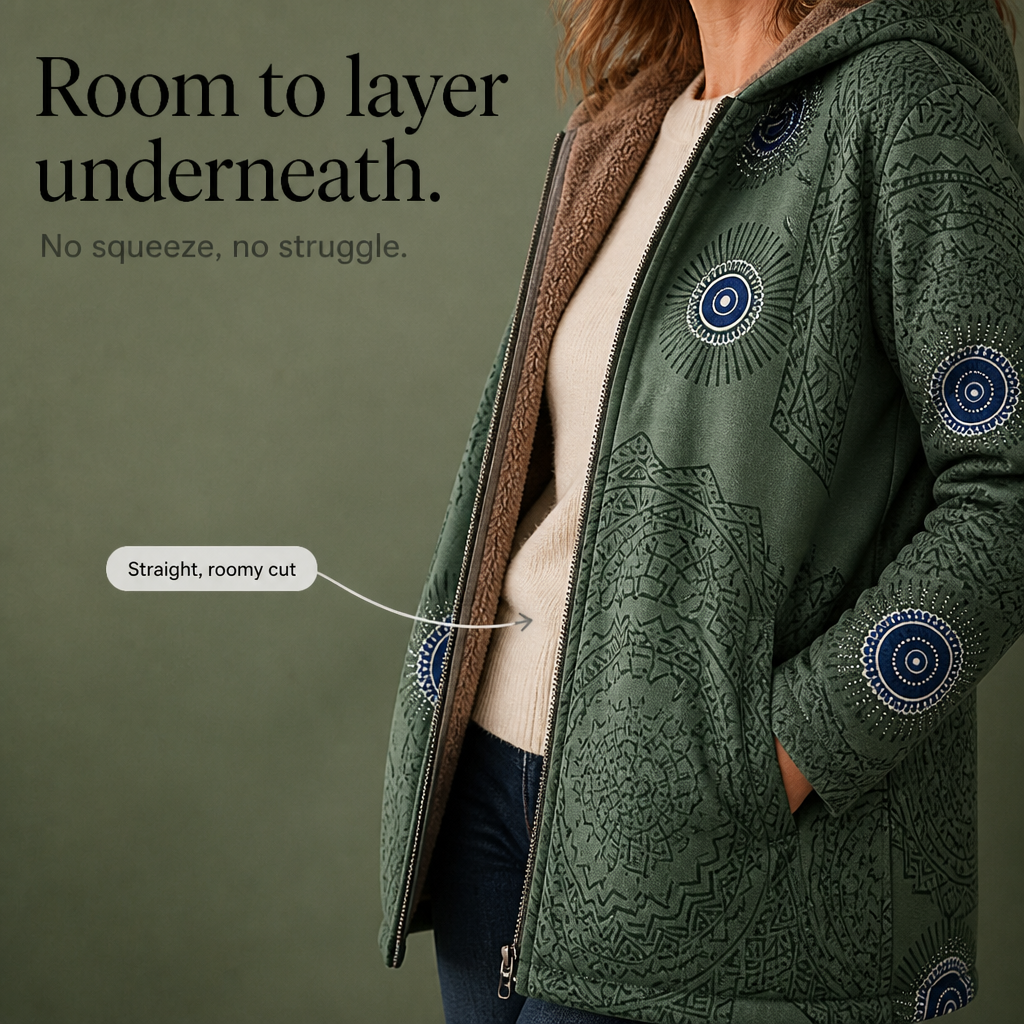 Leaf &amp; Loom – Wydrukowany Vinter Kappa z Kapturem