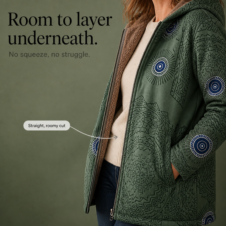 Leaf &amp; Loom – Wydrukowany Vinter Kappa z Kapturem
