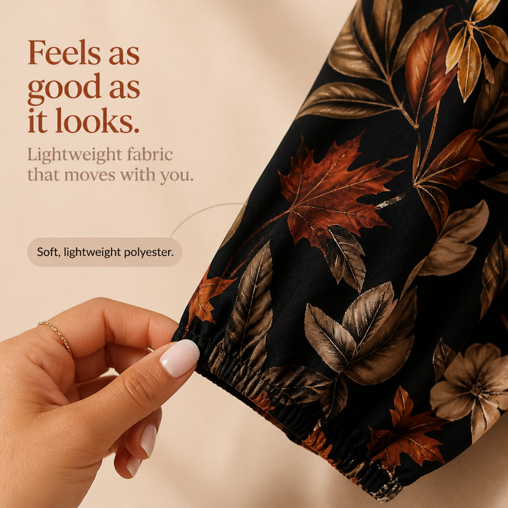Maple Muse – Midi Klänning w Roślinne Wzory