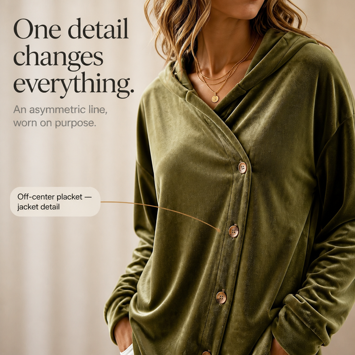 Velvenne – Asymetryczny Hoodie z Knappar