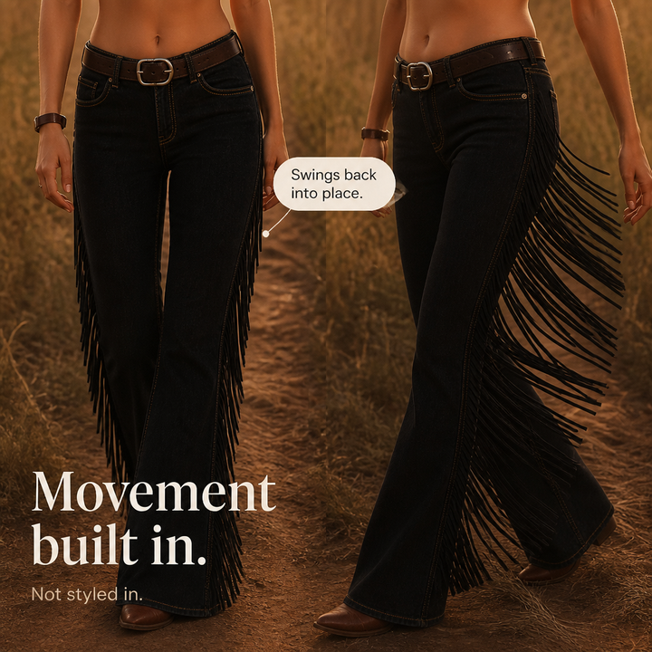 Elarosa – Jeans z Frędzlami w Stilu Western