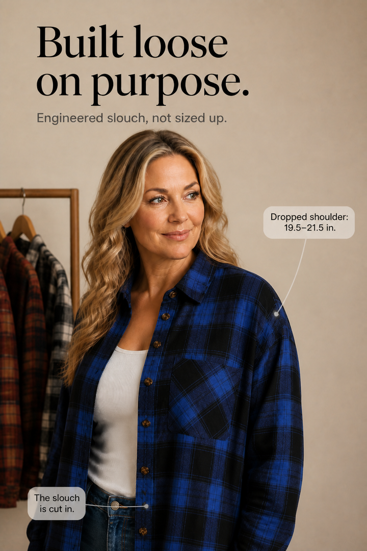 Overshirt &amp; Vad – OverStorlekd Skjorta Flanelowa w Kratę Buffalo