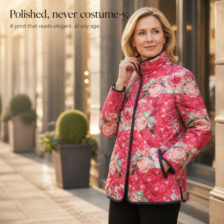 Wearbella – Kurtka Puchowa z Kwiatowym Wzorem