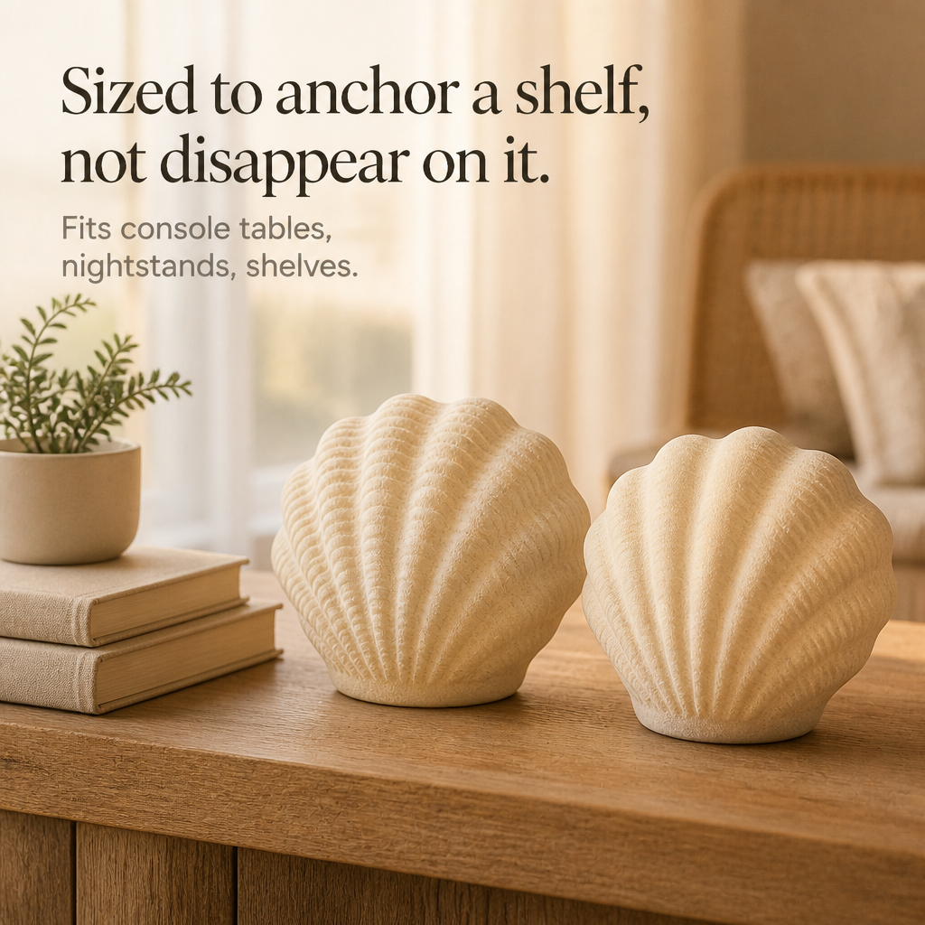 Coastal Glow Vad. – Set ceramicznych lamp i form av muszli i konchy