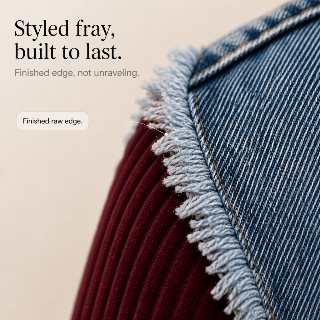 Corvella – Żakiet z denimu i sztruksu z surowym finish