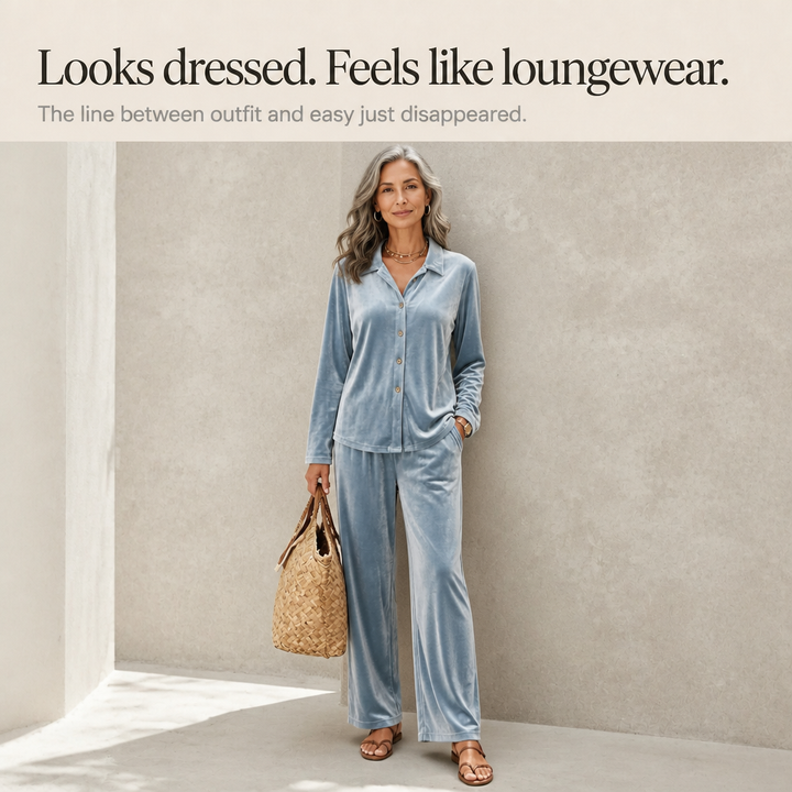 Wearbella – Welurowy Set Lounge w Szerokich Nogawkach