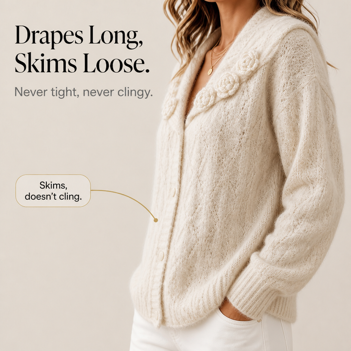Florabelle Knit – Kofta w blommig mönster 3D z dzianiny