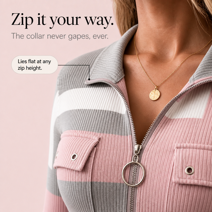 Ribette – Färgowy Rękawowy Zip-Up z Kapturem