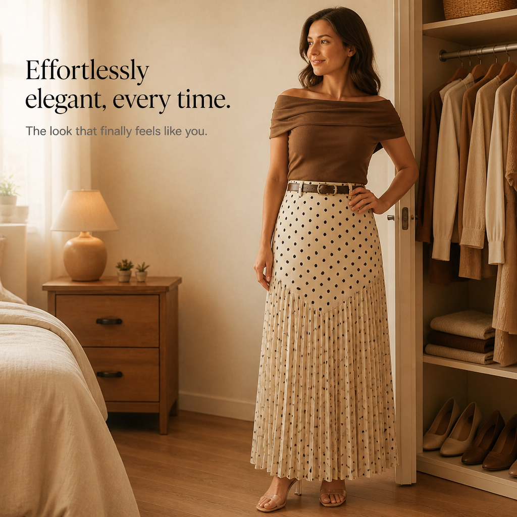 Wearbella – Kjol midi w kropki z plisami i form av litery A