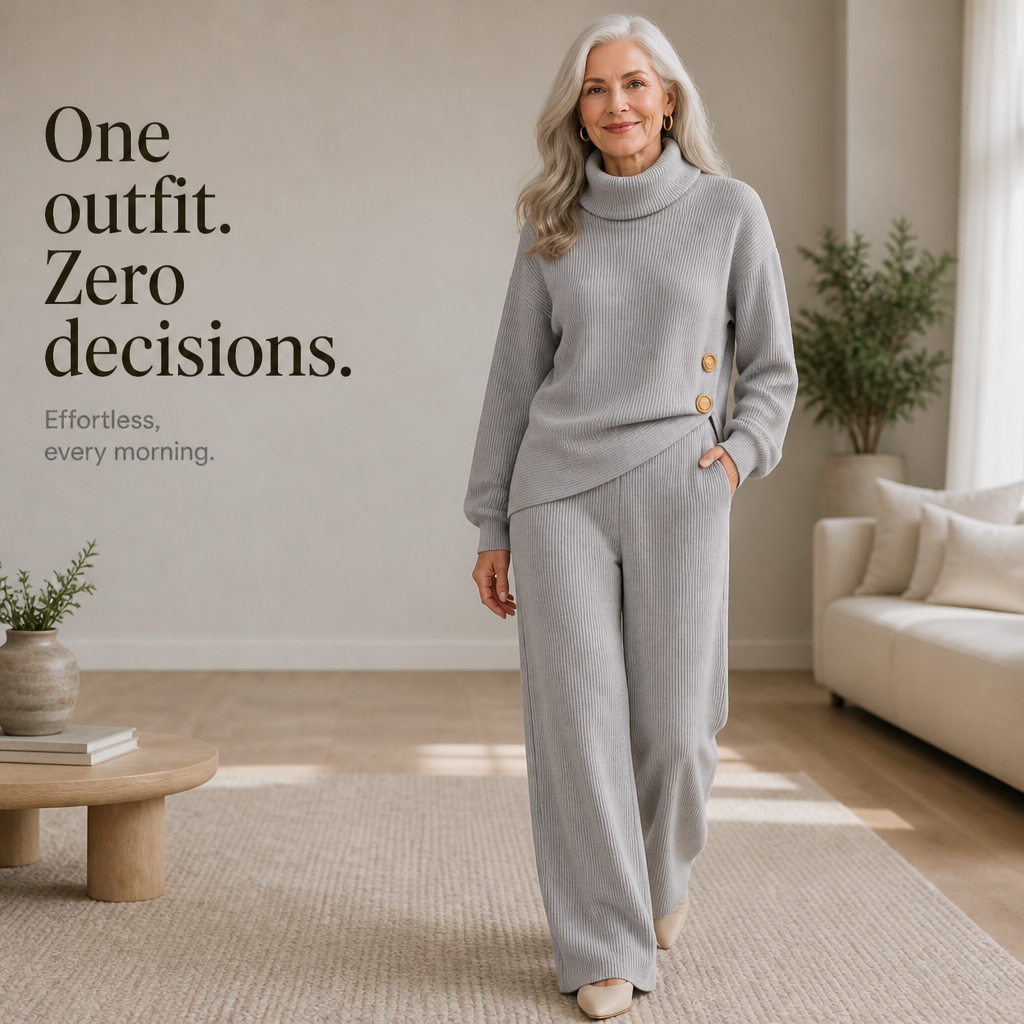 Wearbella – Set dzianinowy z asymetrycznym dołem i golfem