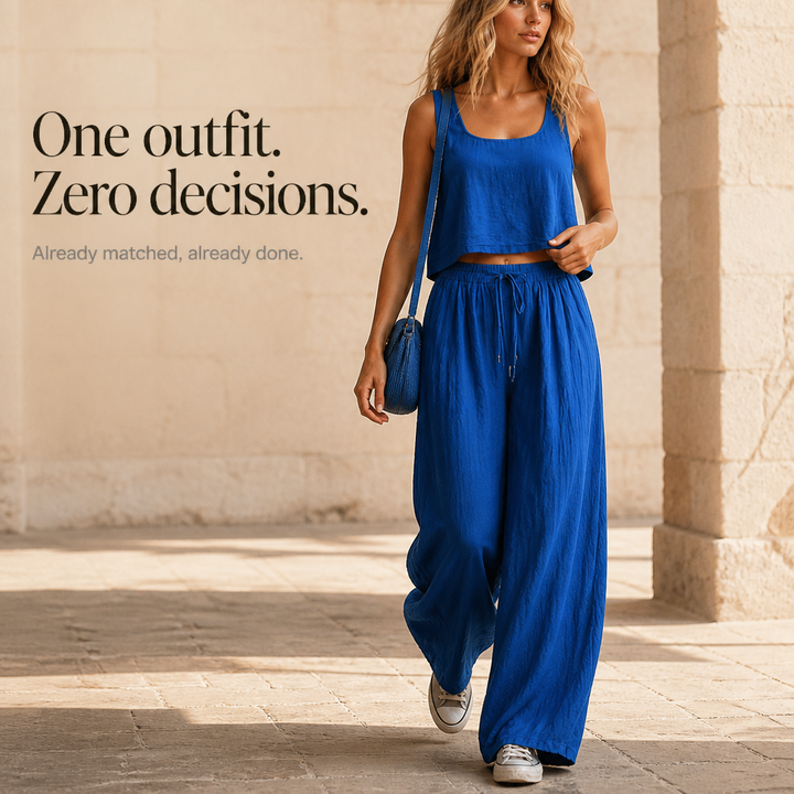 Crinklewear – Set topu i szerokich byxor
