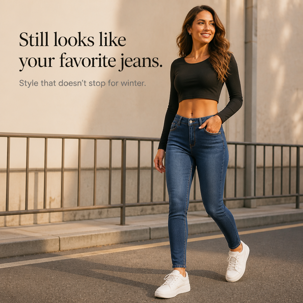 Thermabelle – Jeans skinny z pluszowym finish