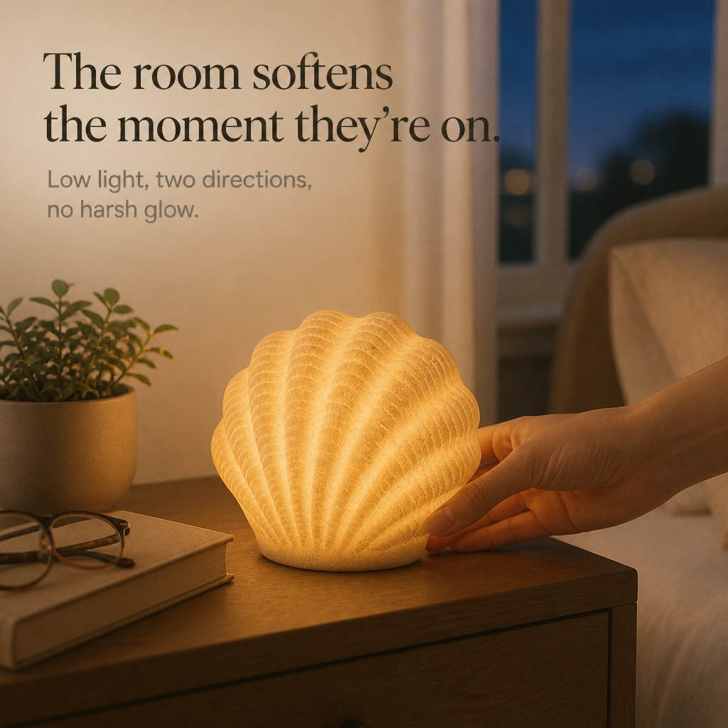 Coastal Glow Vad. – Set ceramicznych lamp i form av muszli i konchy