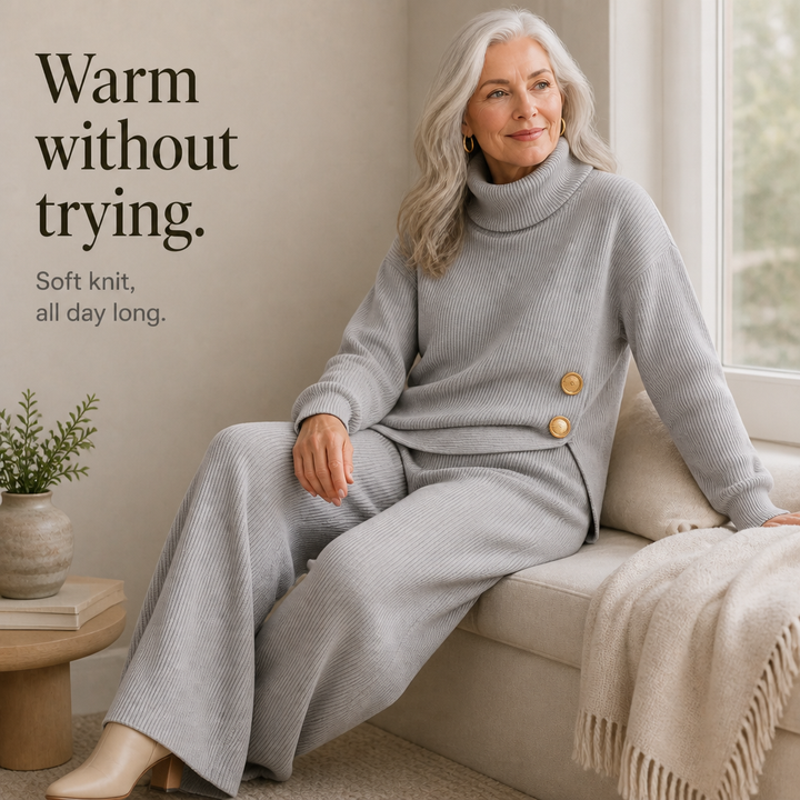 Wearbella – Set dzianinowy z asymetrycznym dołem i golfem