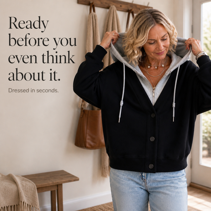 Layerelle – Färgowy Blokowany Hoodie z Faux-Warstwą i Urringning w V-ringning