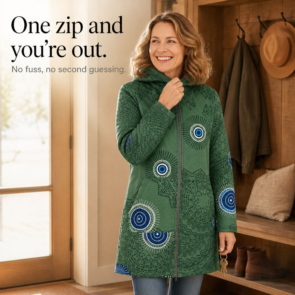 Leaf &amp; Loom – Wydrukowany Vinter Kappa z Kapturem